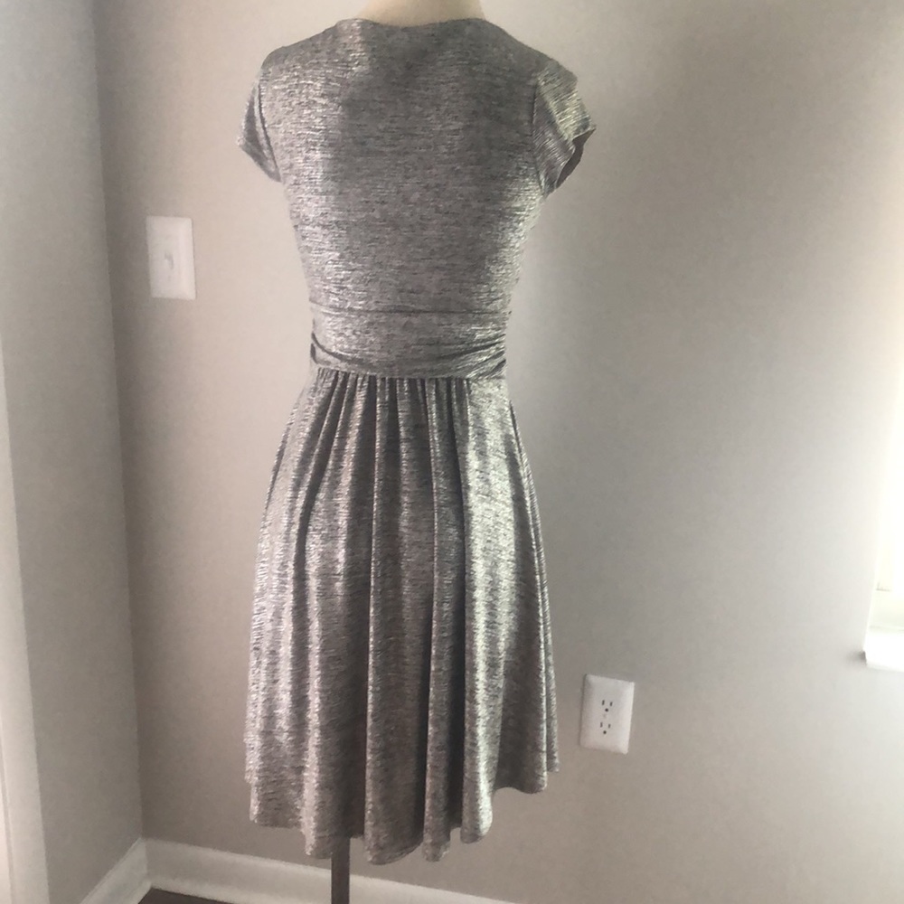 NWT Anthropologie Tamera Surplice Metallic Twinkling Wrap Dress Silver - Picture 3 of 6